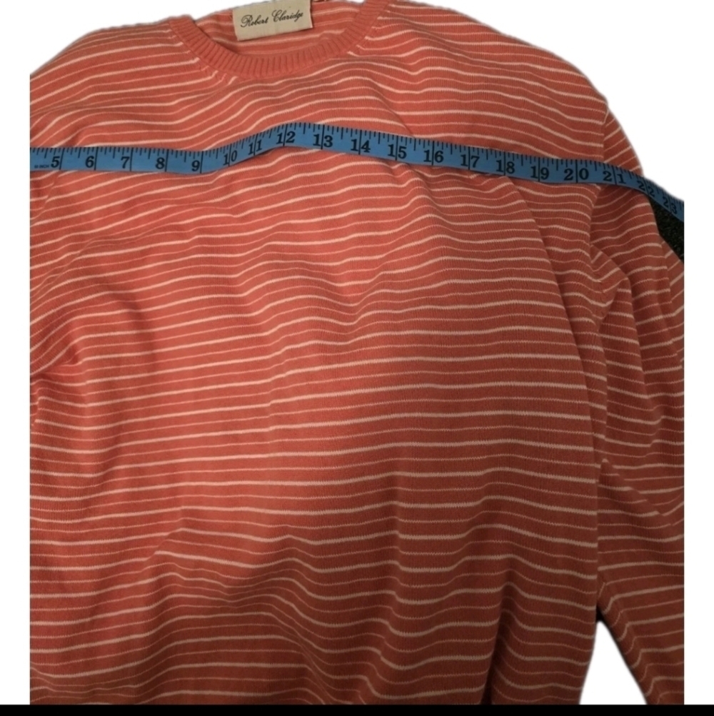 Robert Claridge Sweater 2X Orange White Stripe Crewneck Pullover Cardigan 💵 - Picture 8 of 11